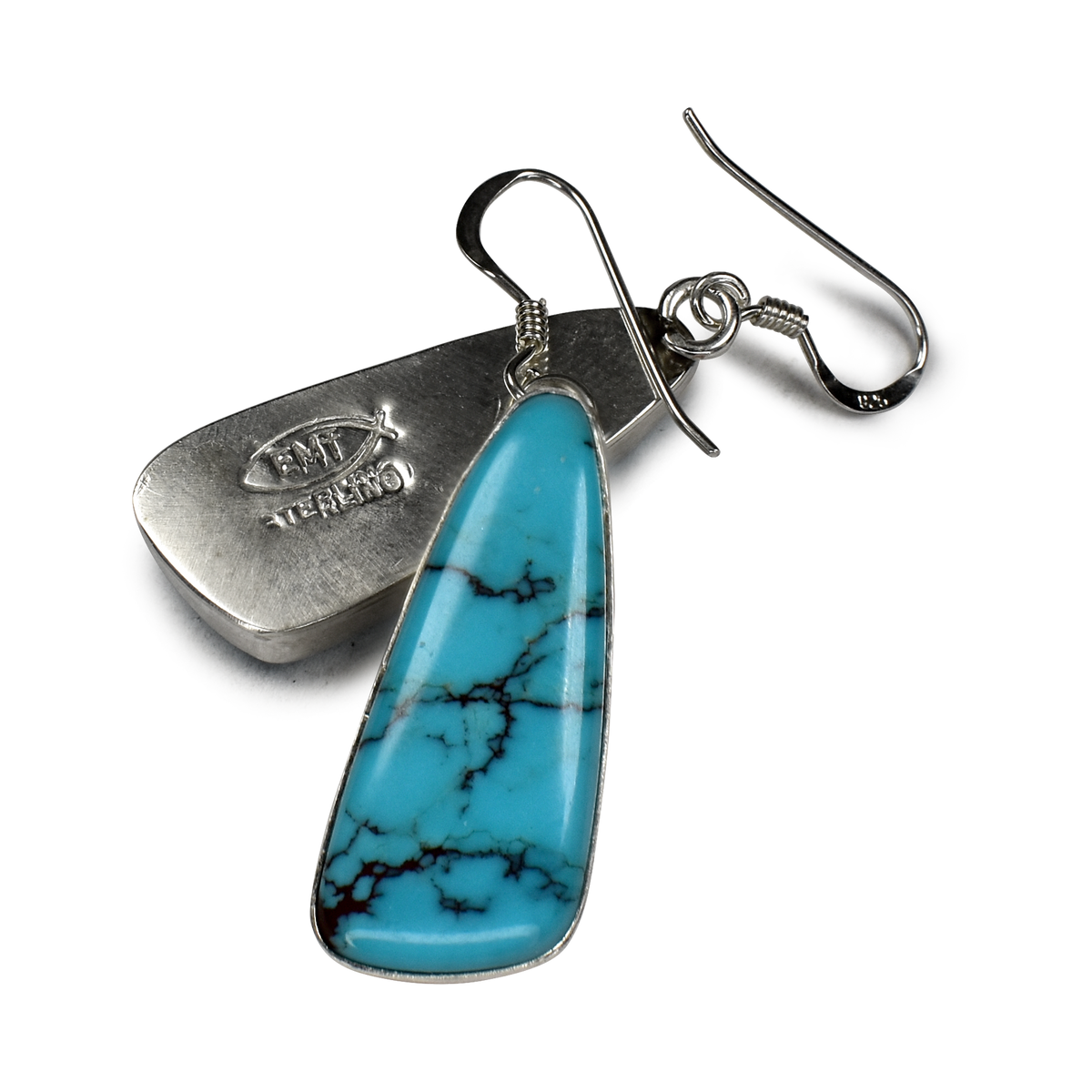Light Blue Kingman Turquoise Oblong Slab Earrings by Teller Indian Jewelry