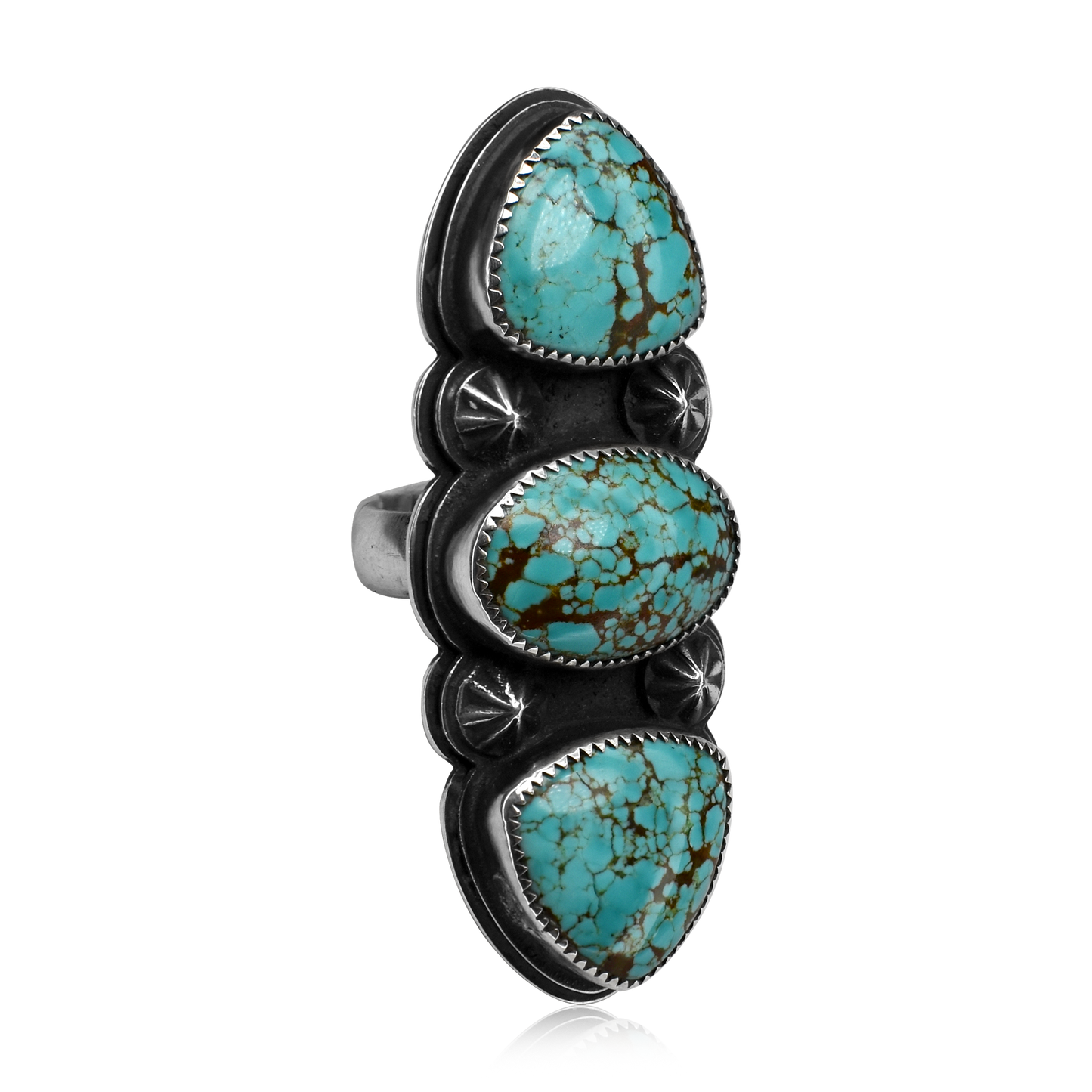 Number 8 Turquoise Large Three Stone Ring by Justin Biltonen
