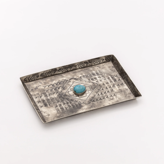 Medium Stamped Tray with Turquoise