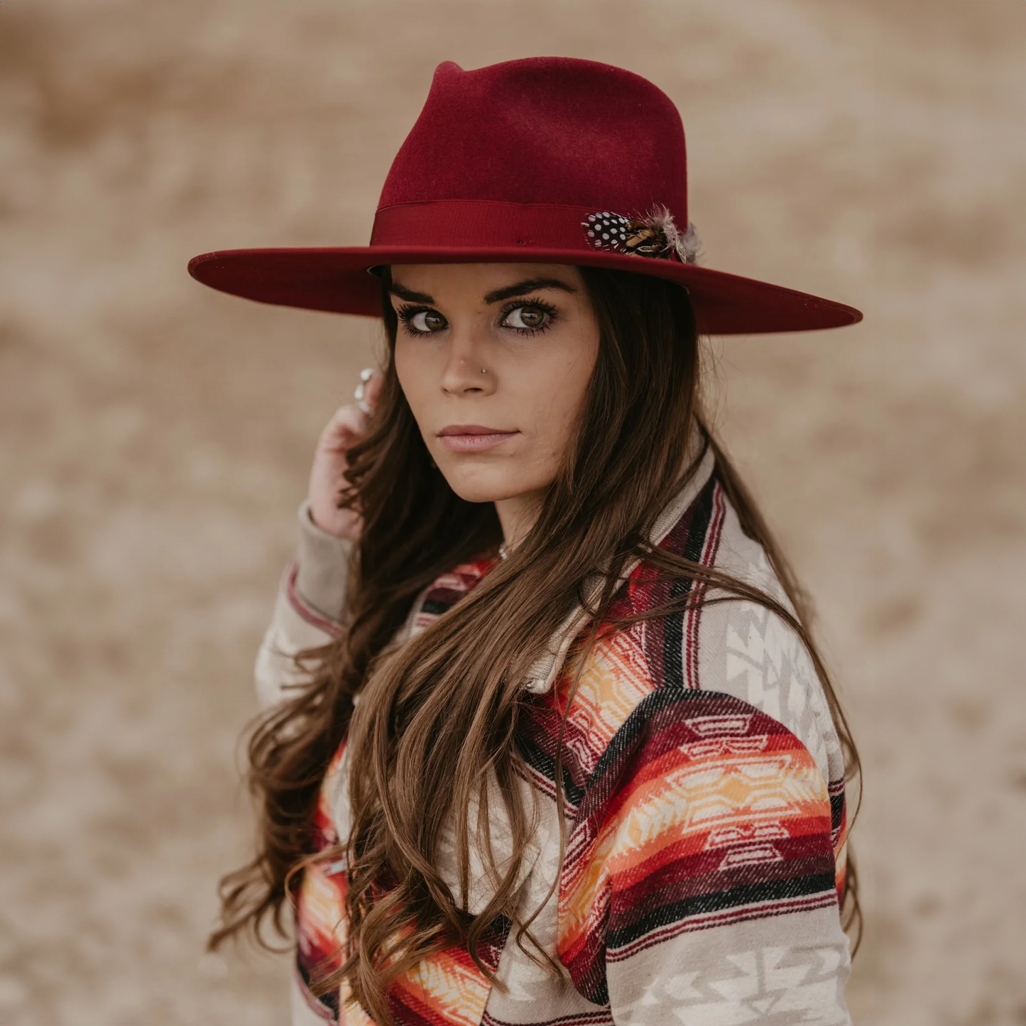 Stetson Midtown Wide Flat Brim Hat - Burgundy