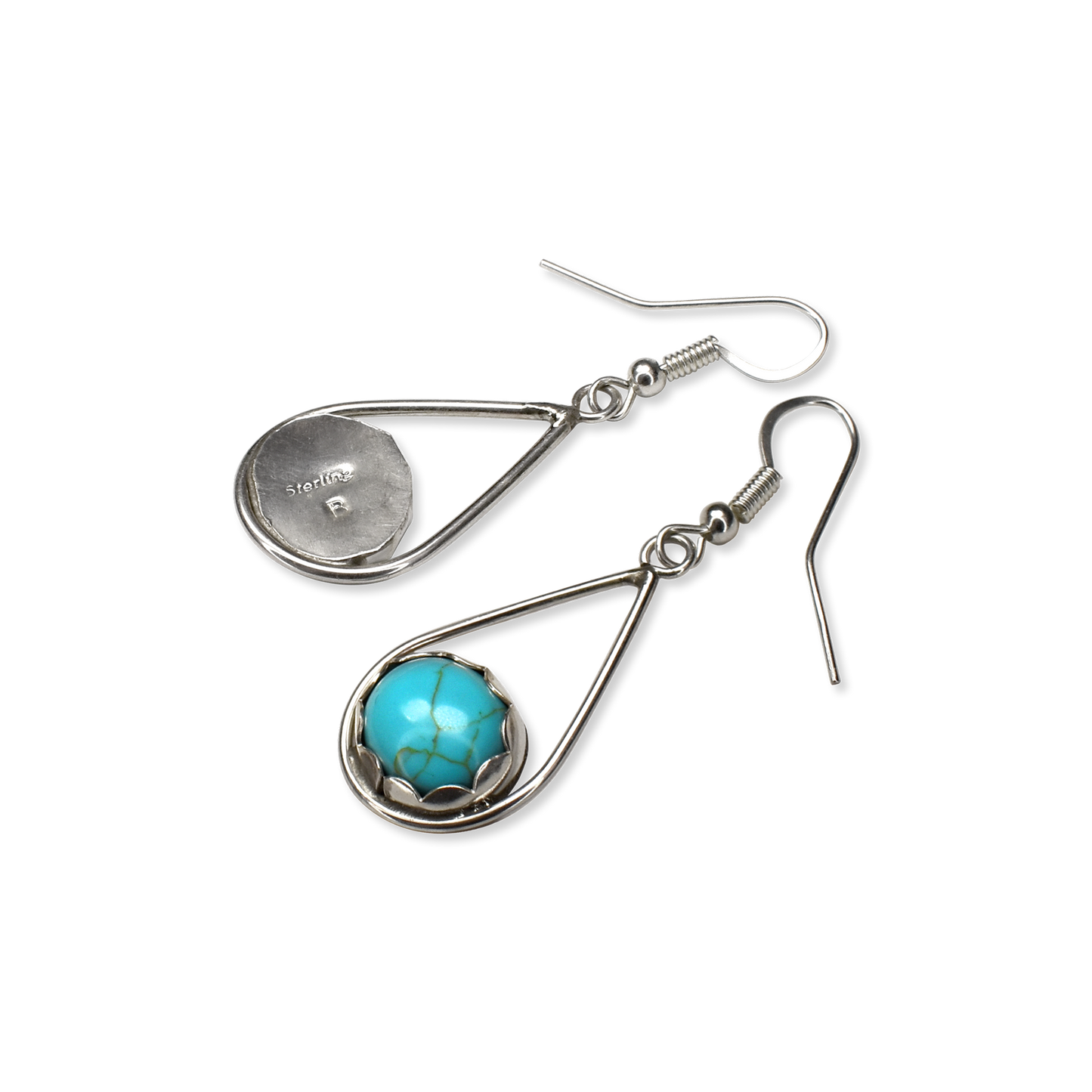 Radiance Teardrop Earrings with Sleeping Beauty Turquoise by Lawrence Baca