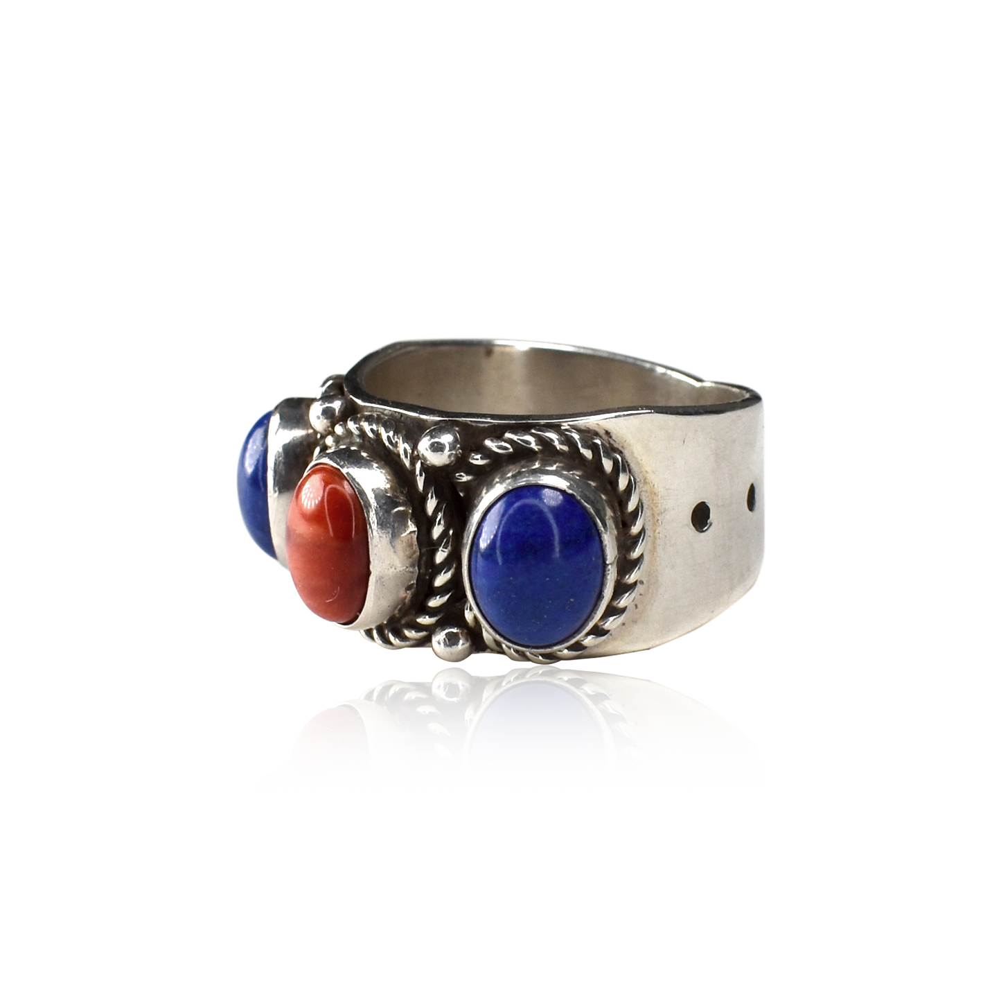 Lapis & Coral Trio Balance Ring by Ruth Ann Begay