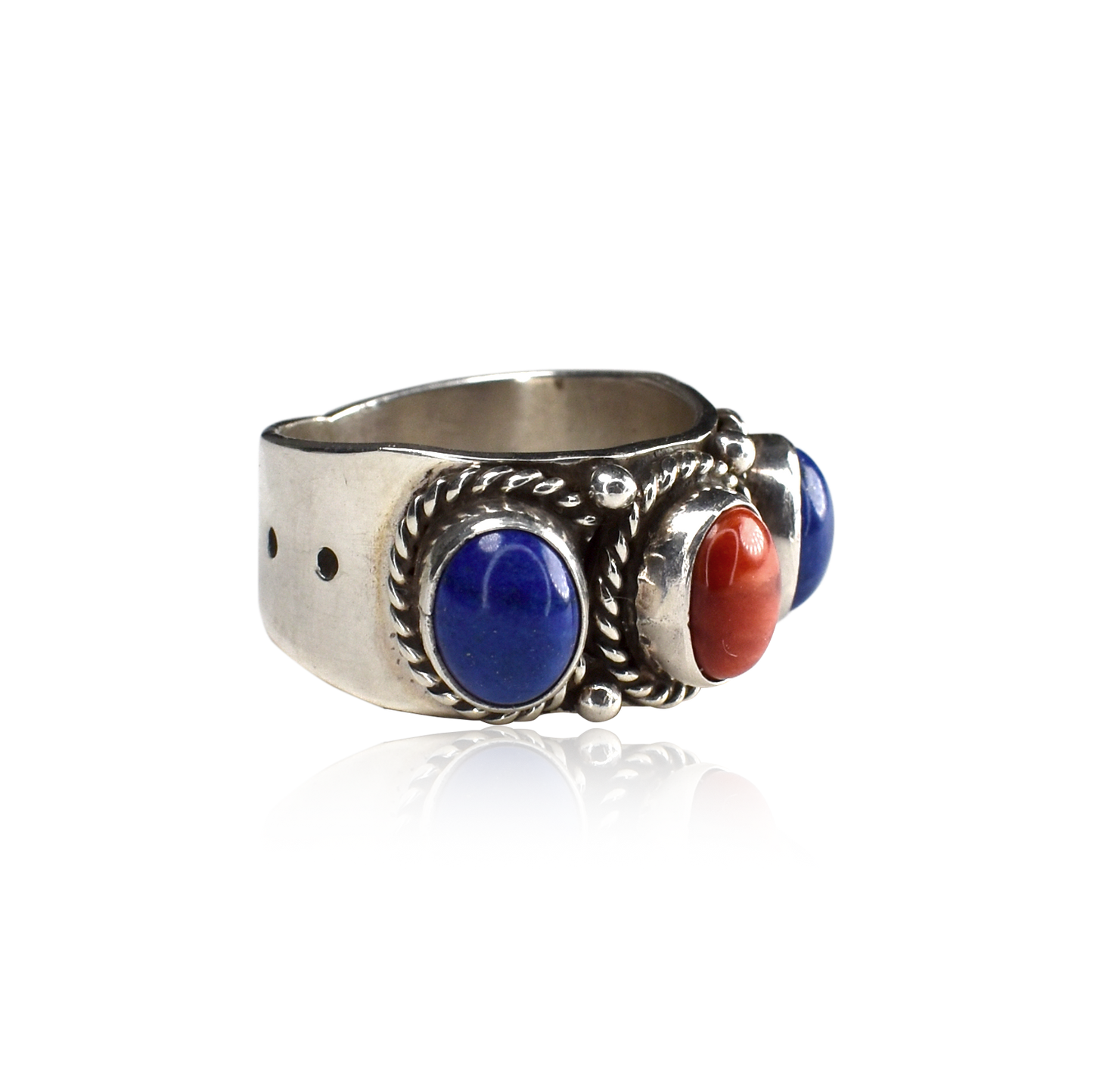 Lapis & Coral Trio Balance Ring by Ruth Ann Begay