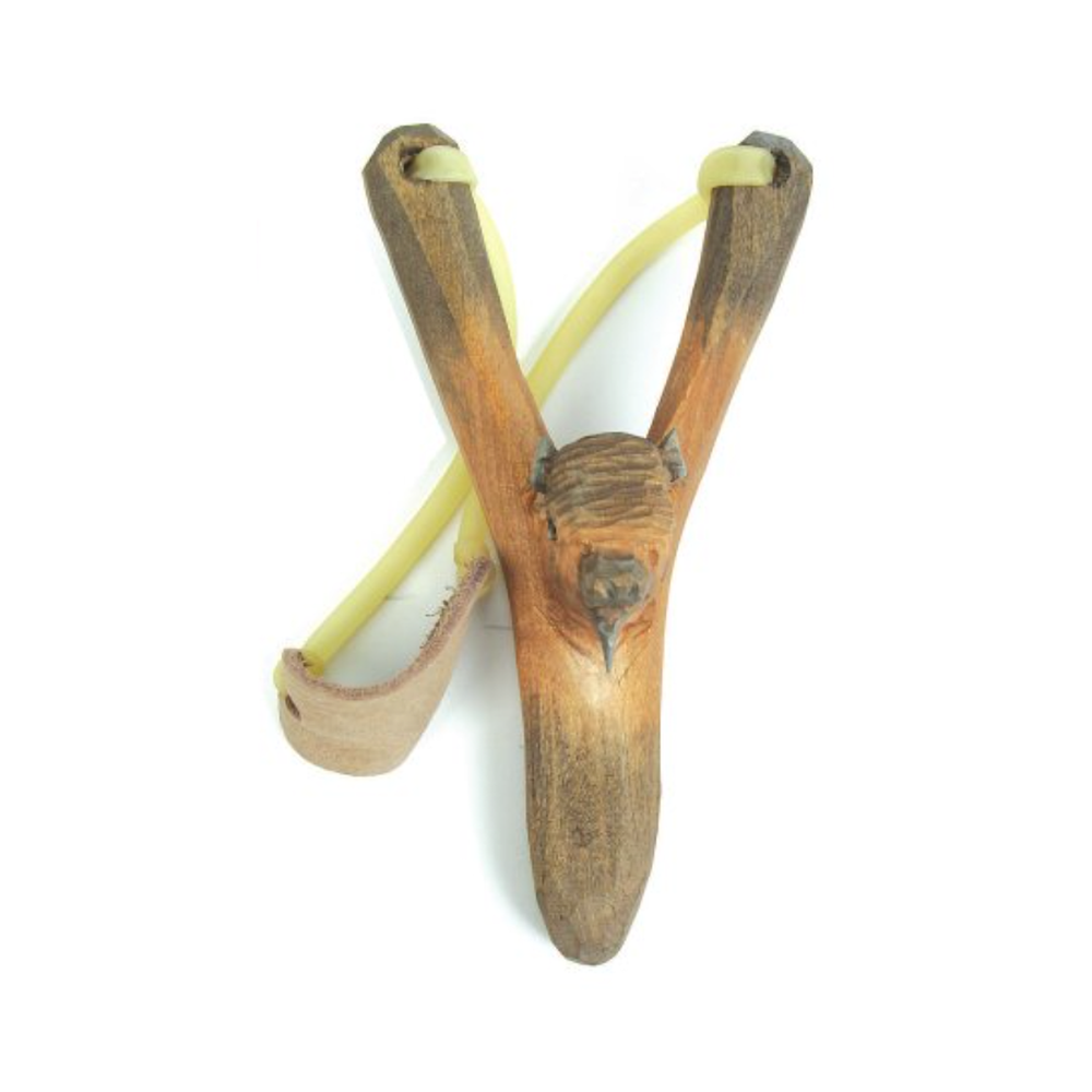 Hand Carved Animal Slingshot - Buffalo