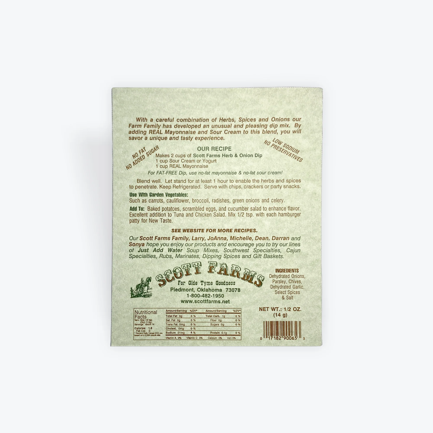 Scott Farms Herb and Onion Dip Mix