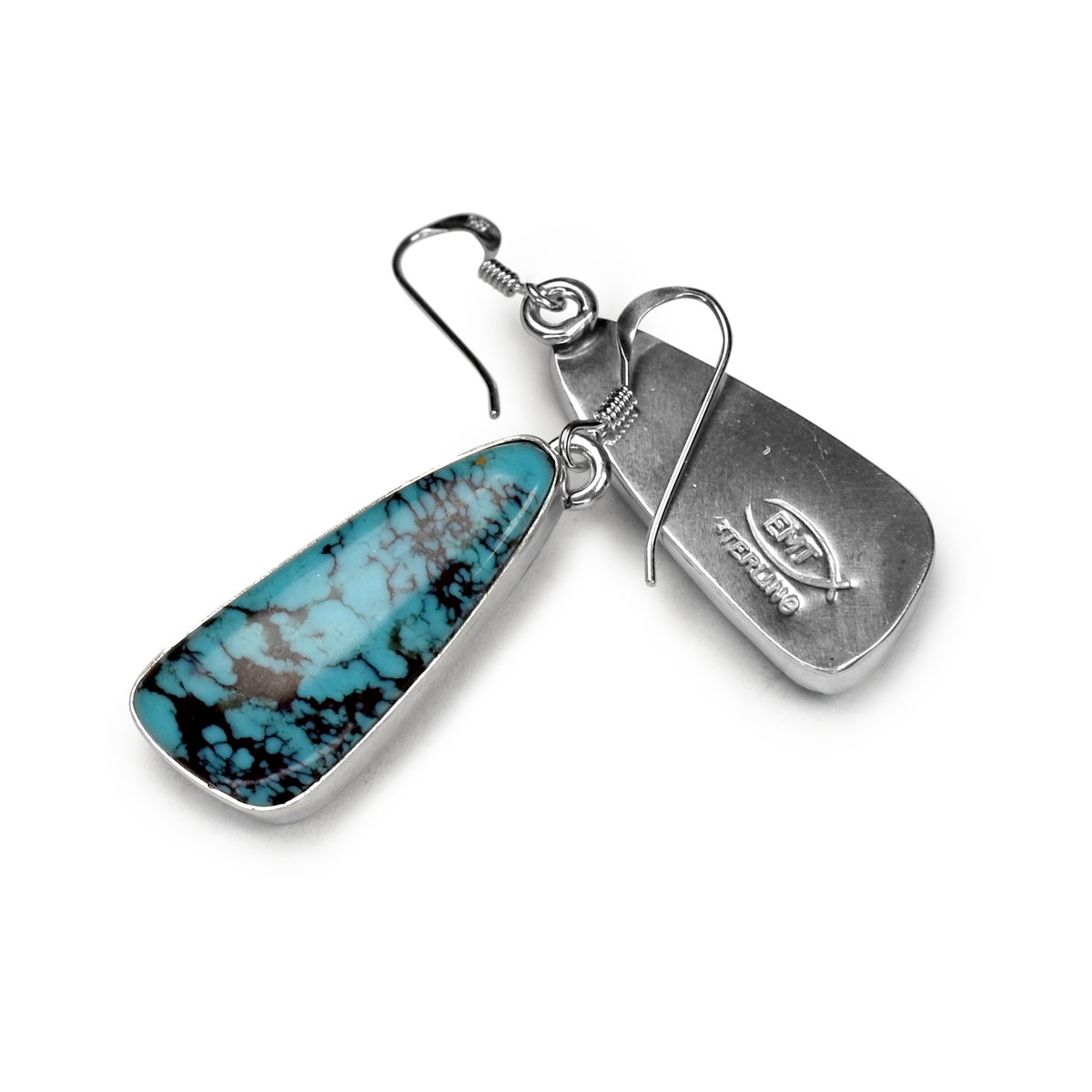Deep Blue Kingman Turquoise Oblong Slab Earrings by Teller Indian Jewelry