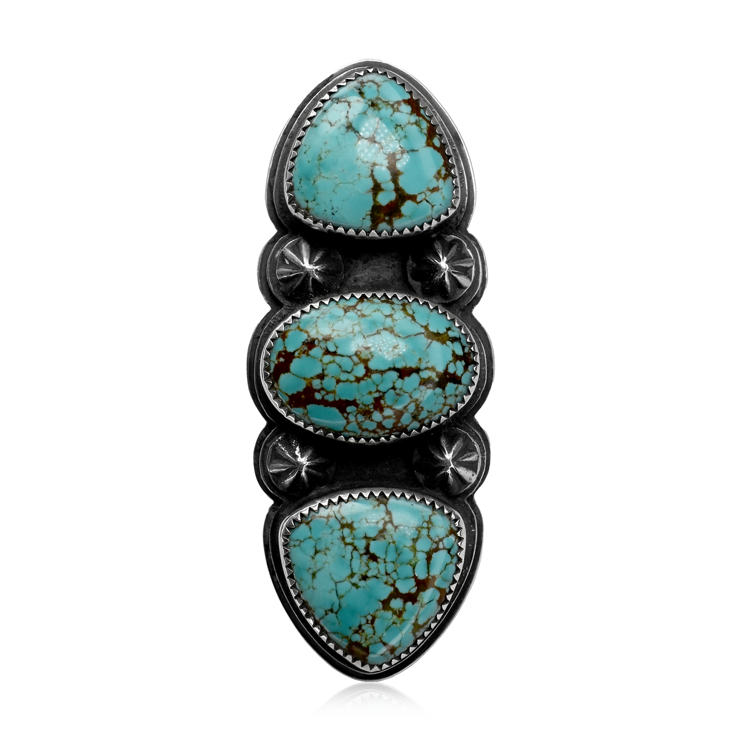 Number 8 Turquoise Large Three Stone Ring by Justin Biltonen