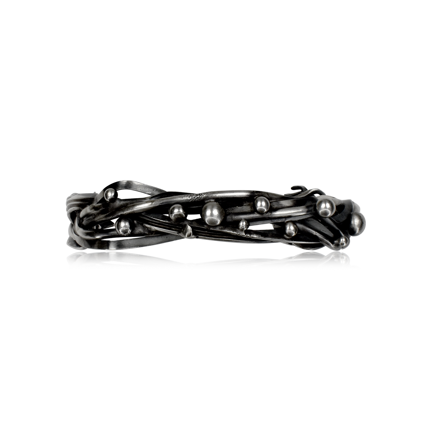 Multi Strand Braided Silver Cuff with Stars