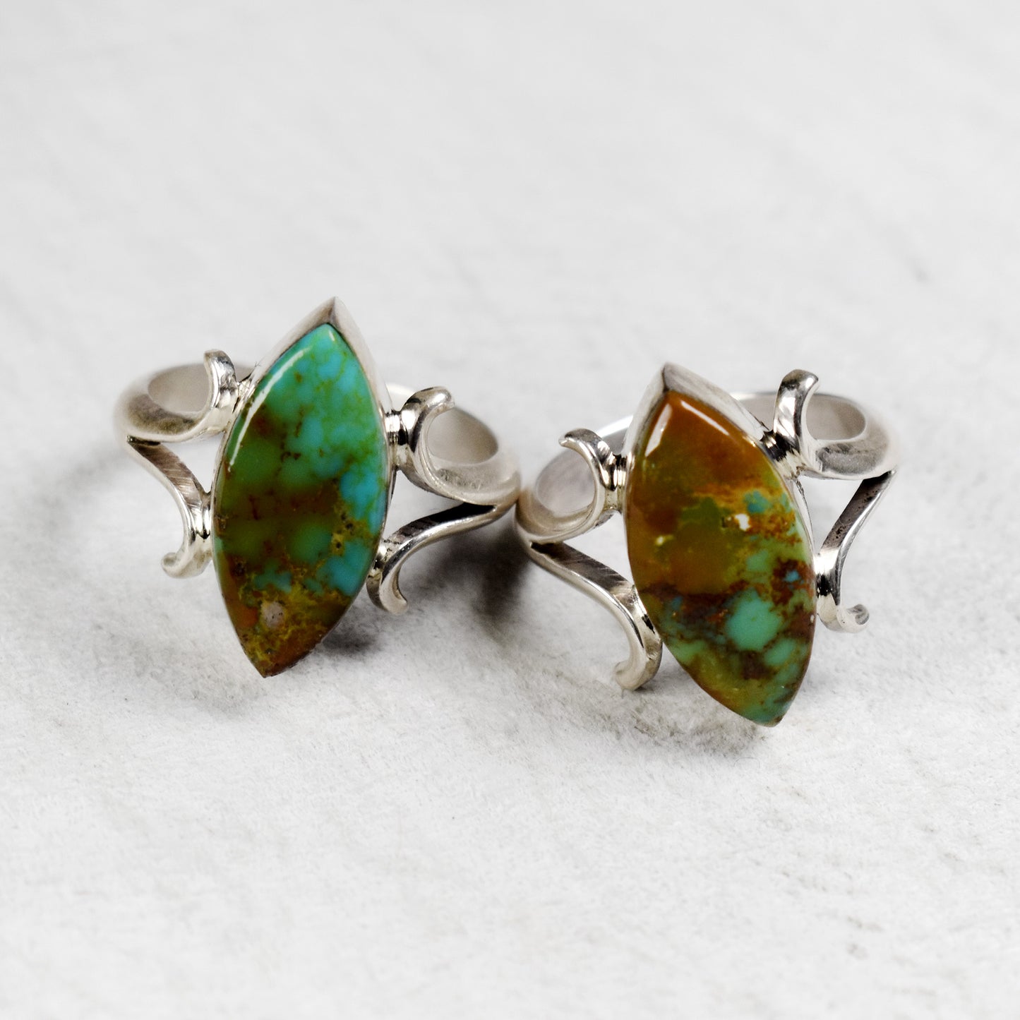 Bisbee Turquoise Marquis Ring with Flourished Prongs