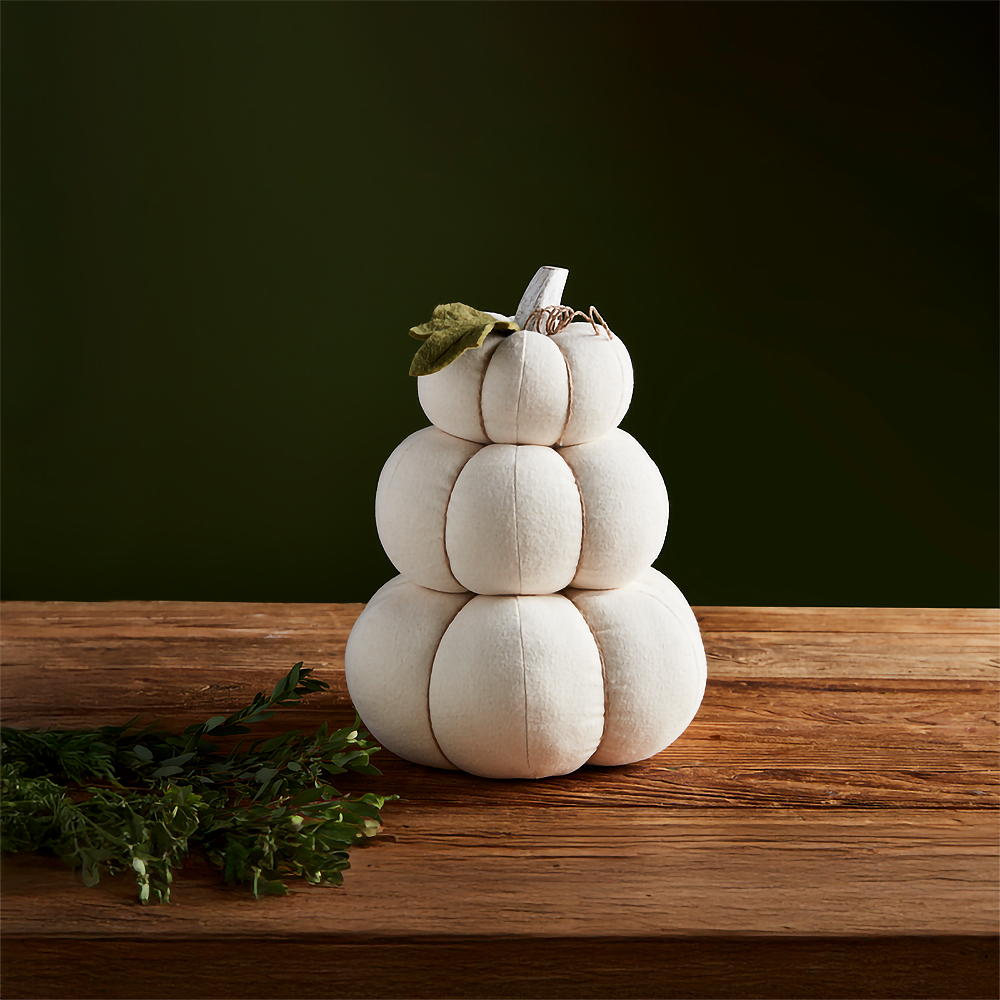 Cream Stacked Fabric Pumpkin