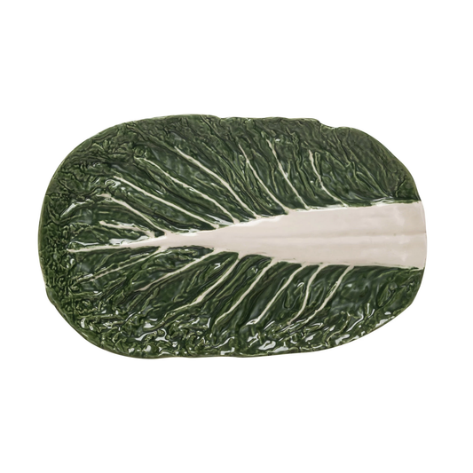 Hand-Painted Ceramic Cabbage Shaped Platter
