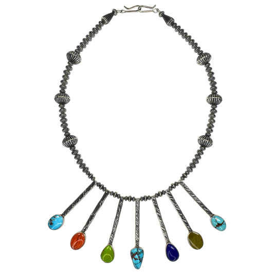 Mary Teller Multi Stone Raindrop Pillow Bead Necklace