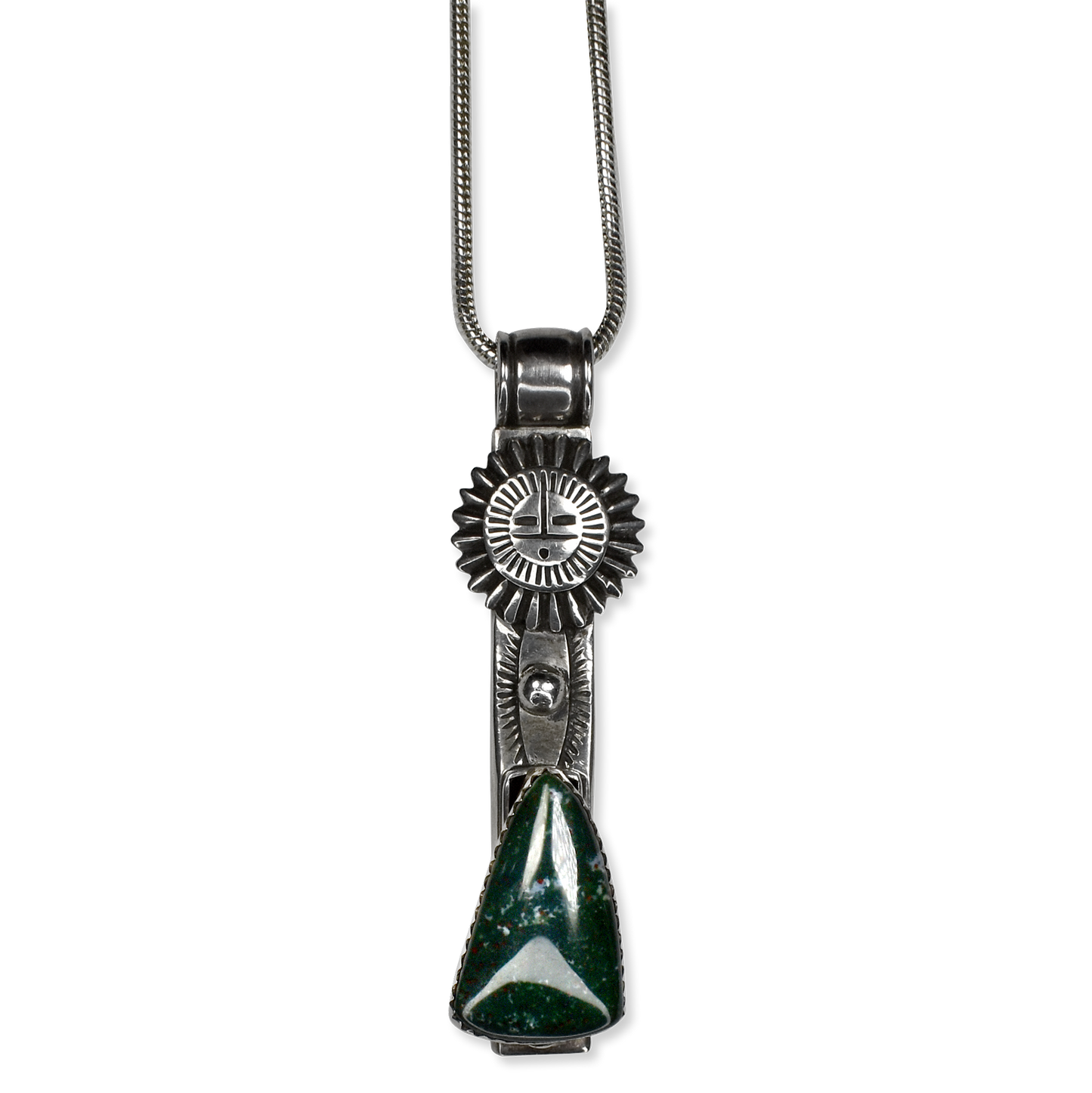 Bloodstone Sunface Pendant Necklace by Roger Nelson