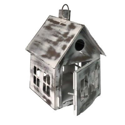 Metal School Bird House - Sugar Cookie