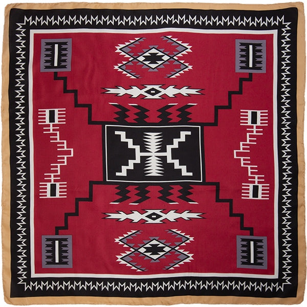 Aztec Silk Wild Rag - Maroon and Black