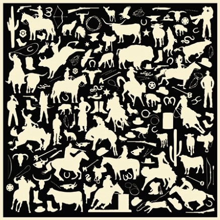 Black Cowboy Silhouette Jacquard Silk Wild Rag