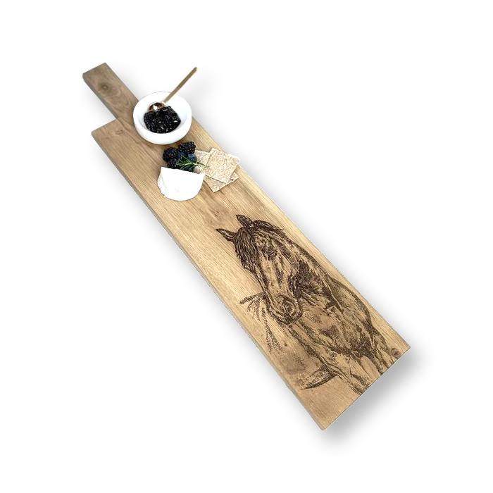 Horse Portrait Long Oak Serving Paddle