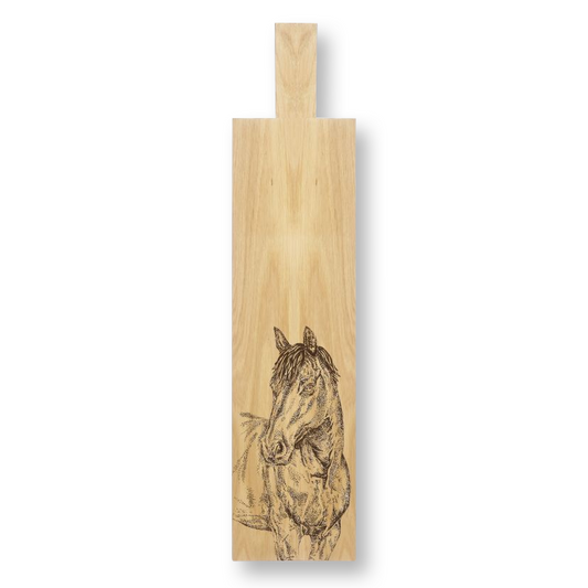 Horse Portrait Long Oak Serving Paddle