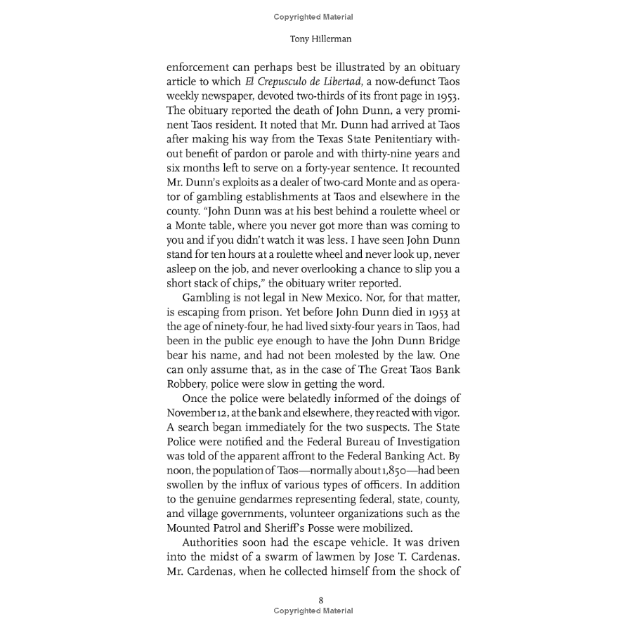 The Great Taos Bank Robbery by Tony Hillerman