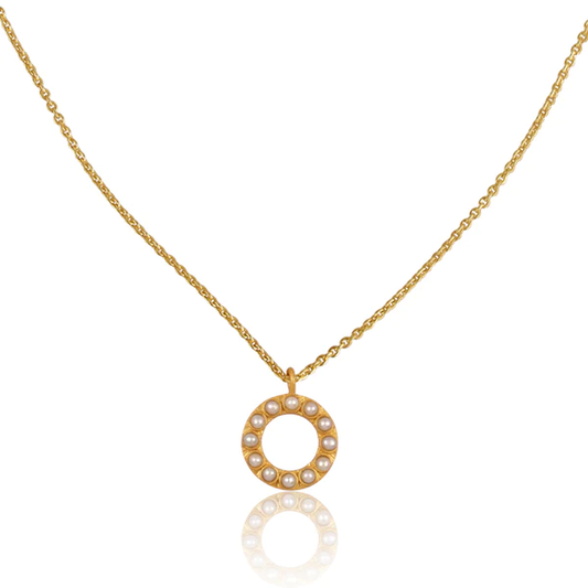 Christina Greene Pearl Circle Pendant Necklace
