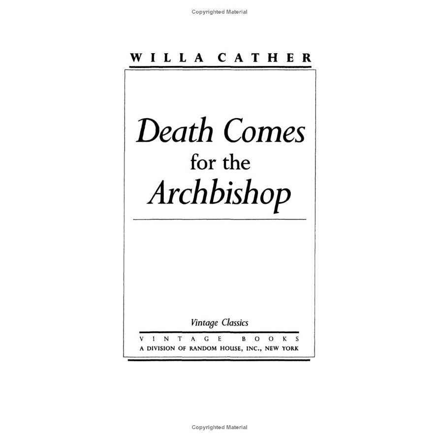 Death Comes for the Archbishop by Willa Cather