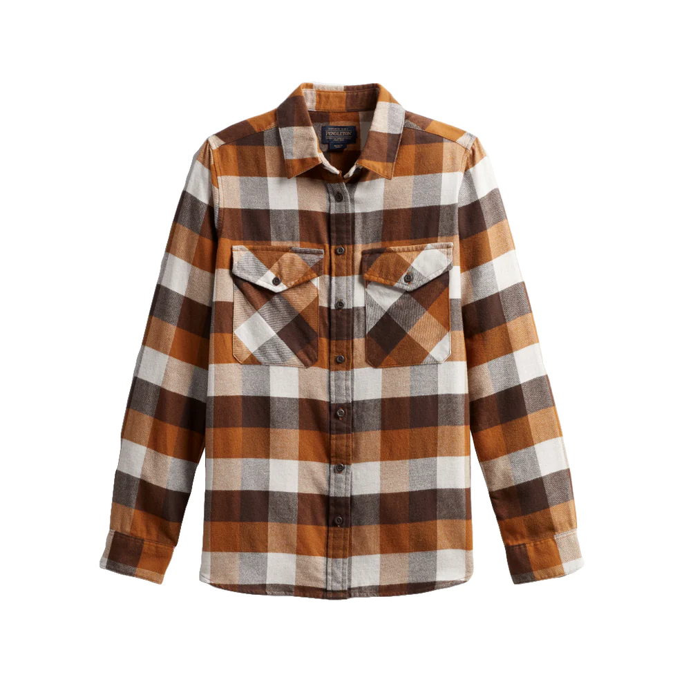 Pendleton Women's Madison Doublebrushed Flannel Shirt - Brown/Ivory Check