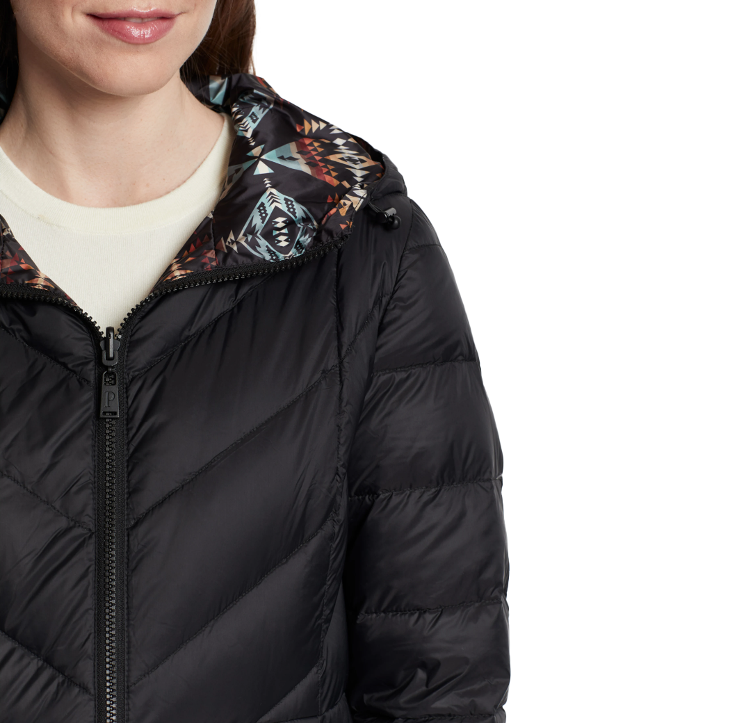 Pendleton Women's Long Packable Reversible Anorak - Diamond Peak Blue/Black