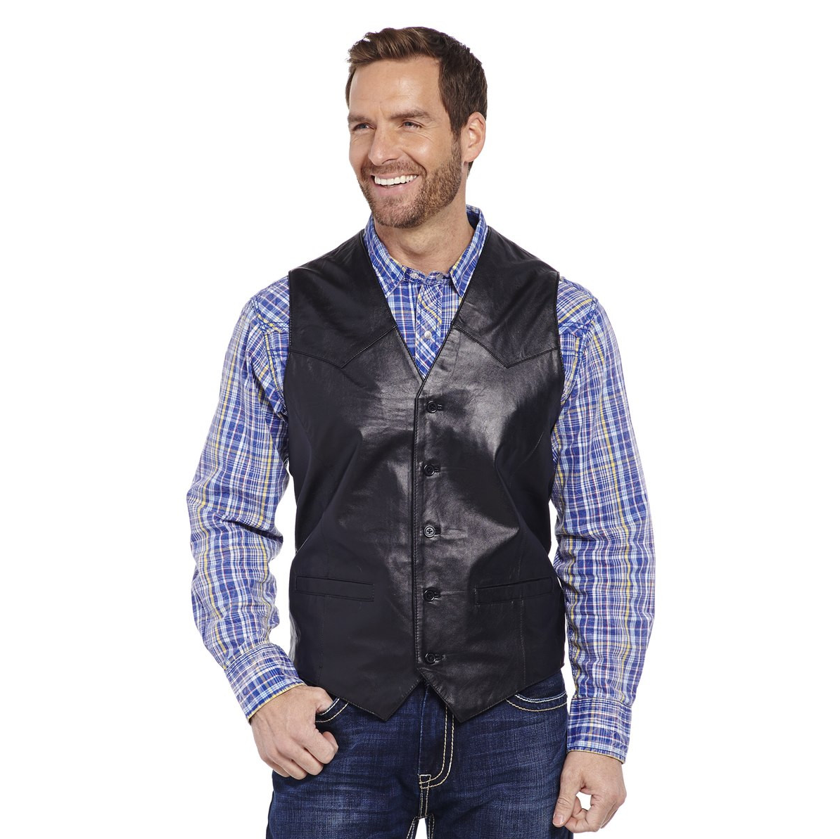 Cripple Creek Men's Button Front Lamb Vest - Black