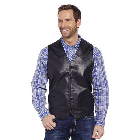 Cripple Creek Men's Button Front Lamb Vest - Black