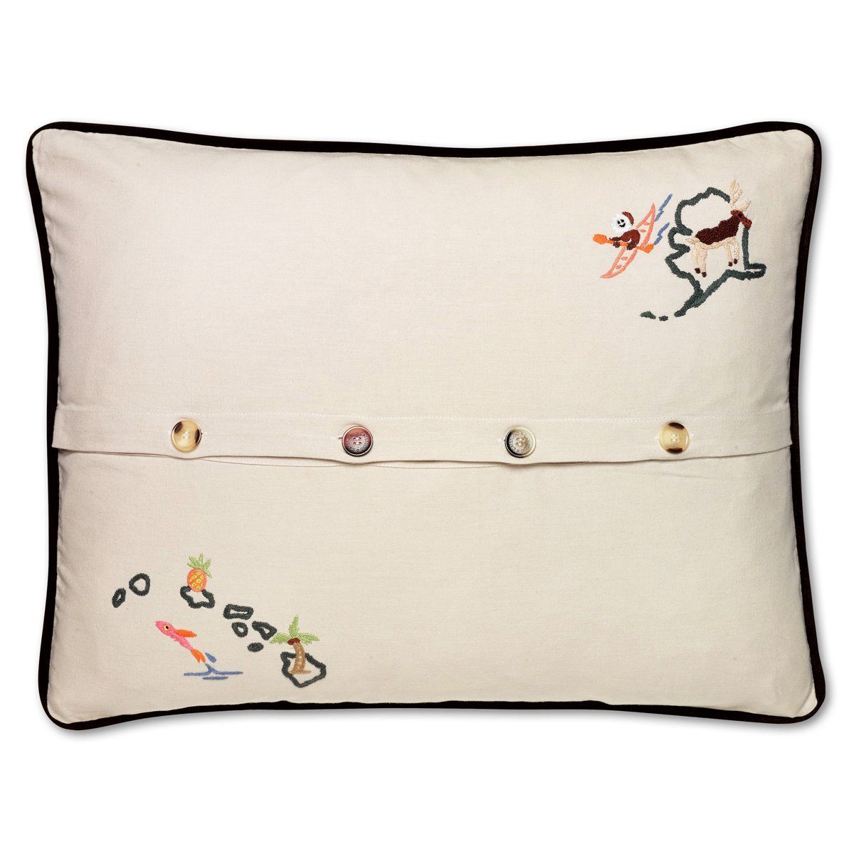 America pillow hand embroidered 18x24 inches throw decor for home back side view