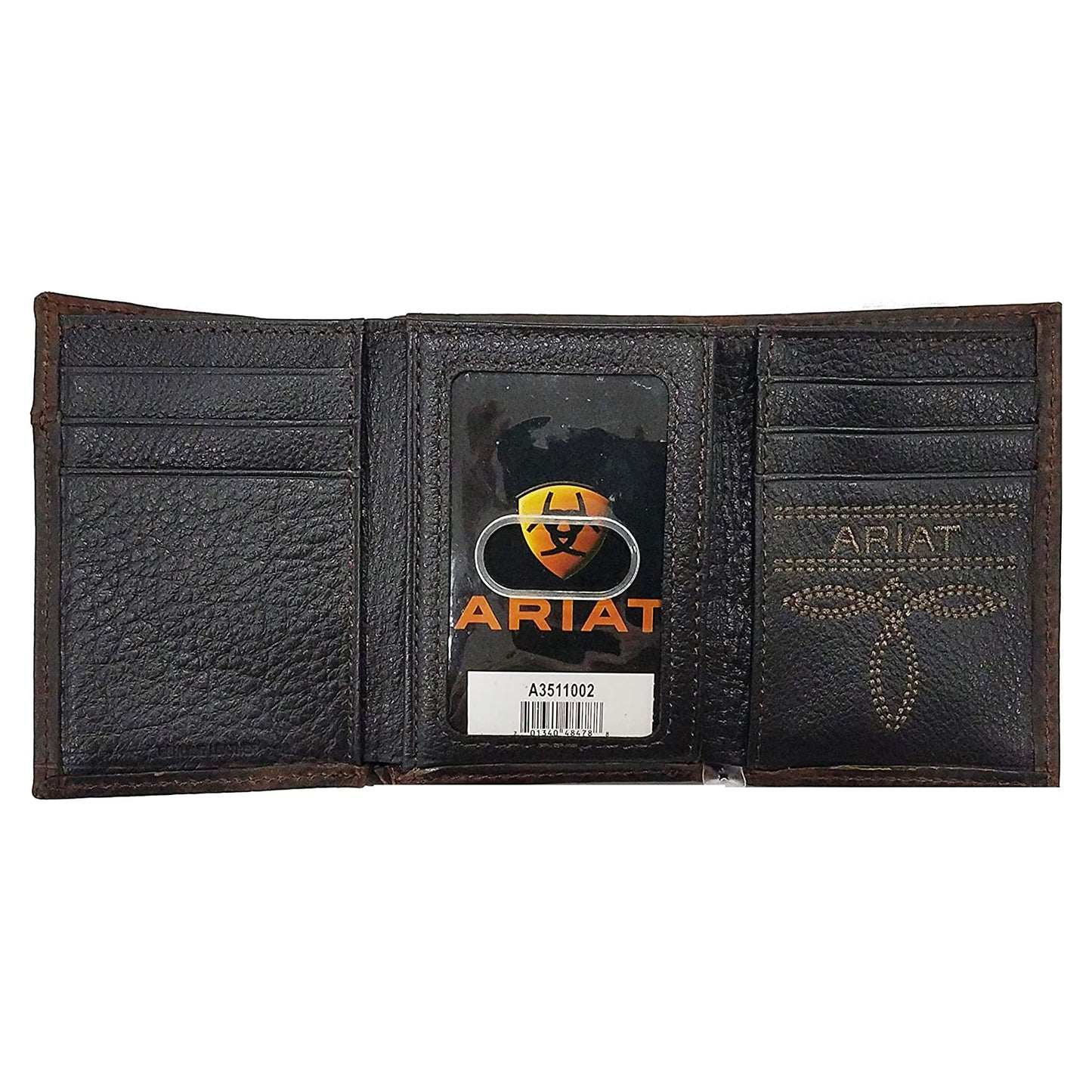 Brown Boot Stitch Tri-Fold Wallet