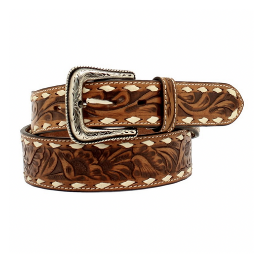 Nocona Men's Floral Buckstitch Brown Belt