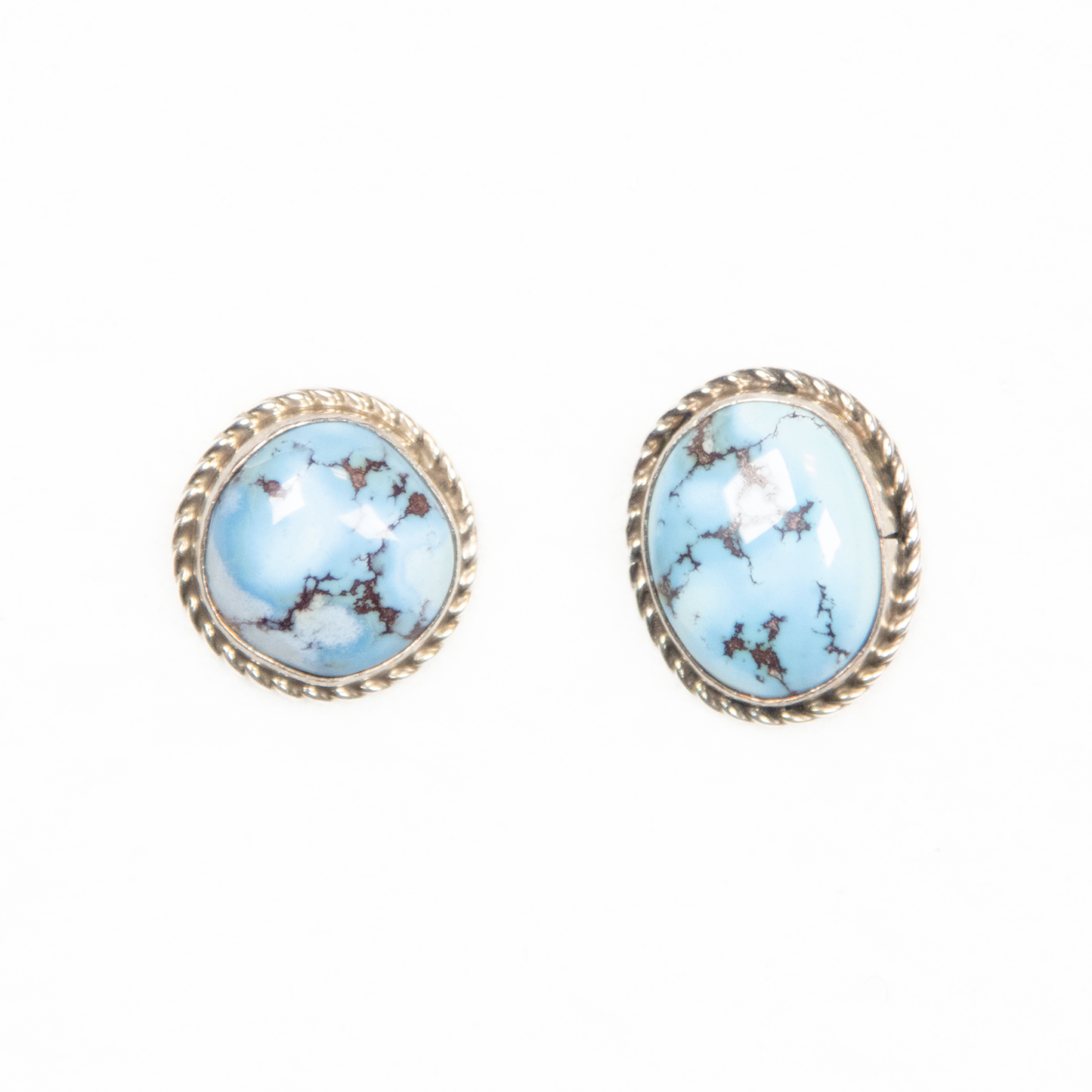Rare Golden Hill Turquoise Asymmetrical Stud Earrings
