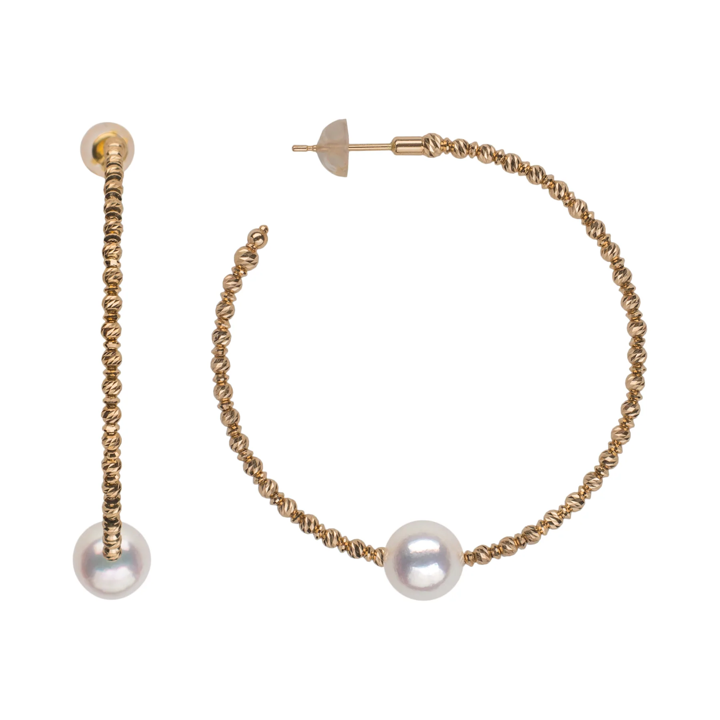 Akoya Pearl Sparkle Bangle Hoop Earrings
