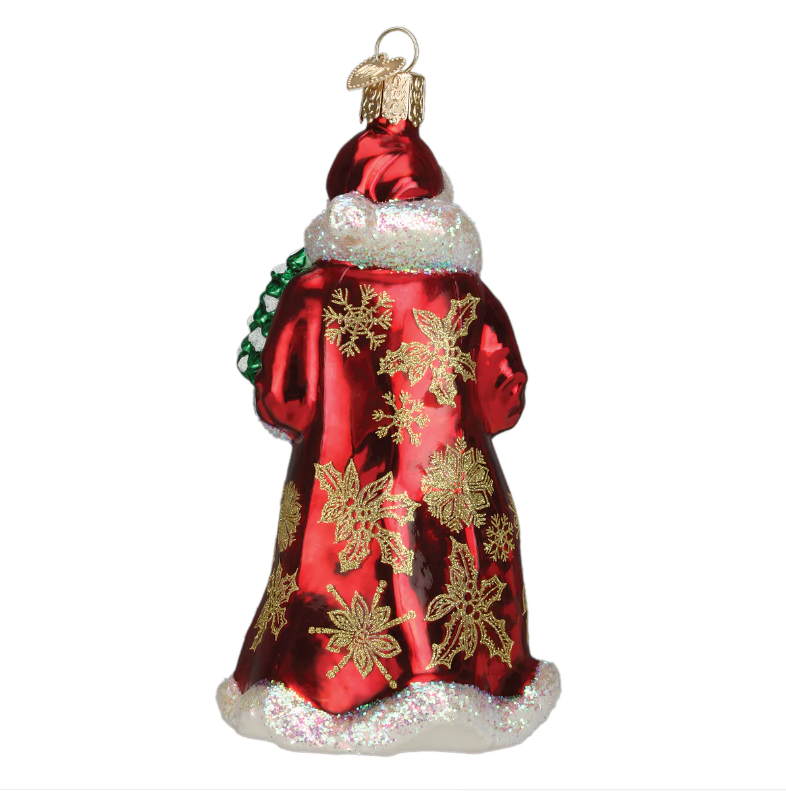 Glistening Golden Santa Ornament