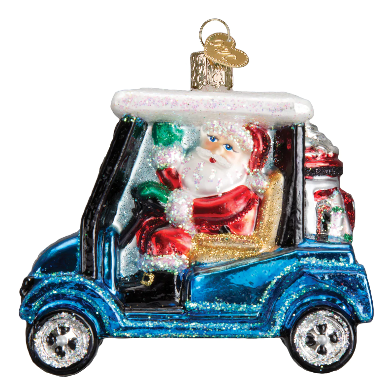 Golf Cart Santa Ornament