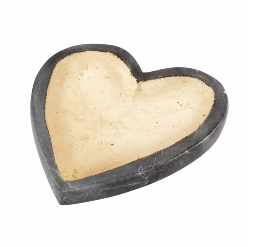 Gray Marble Foil Heart Tray
