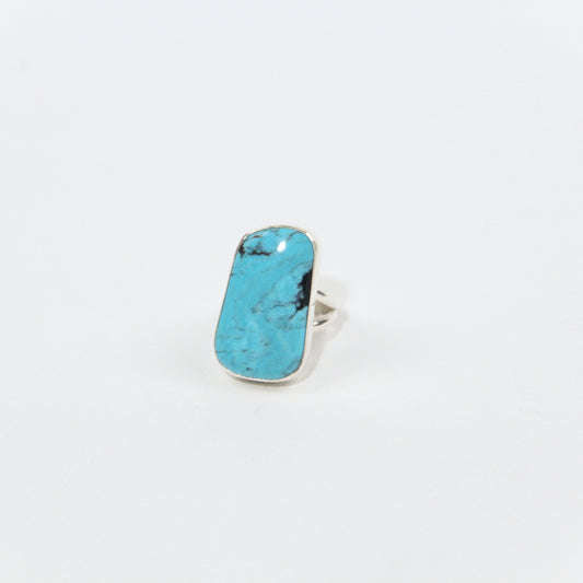 Teller Indian jewelry turquoise stone ring irregular shape navajo made