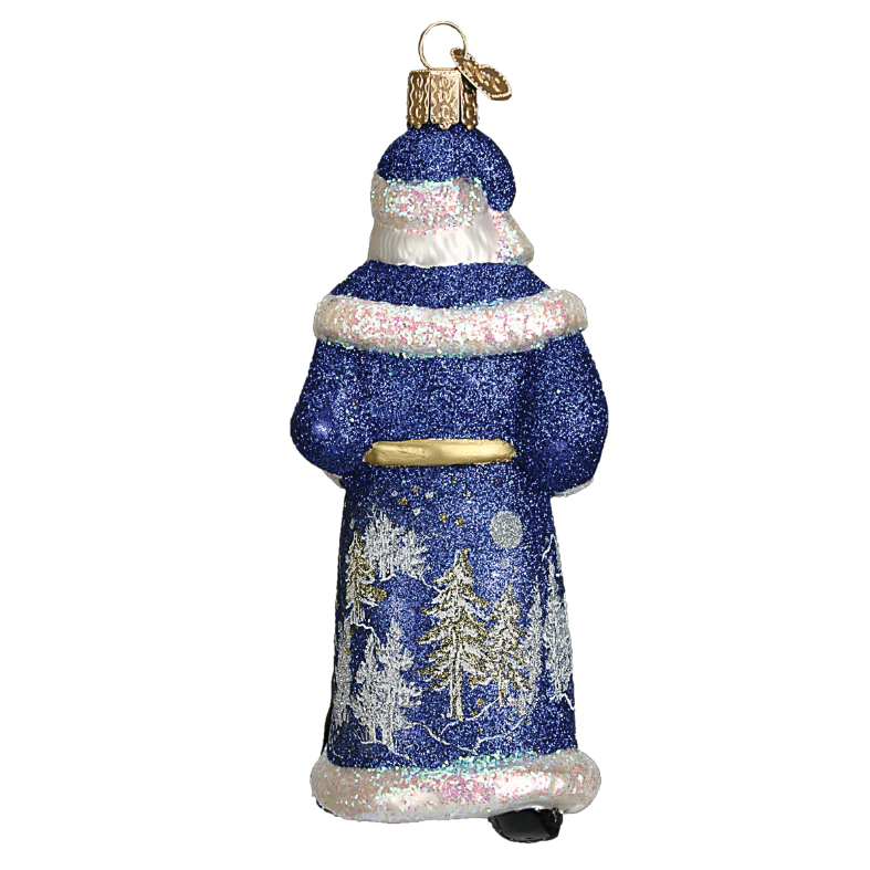 Glistening Midnight Santa Ornament
