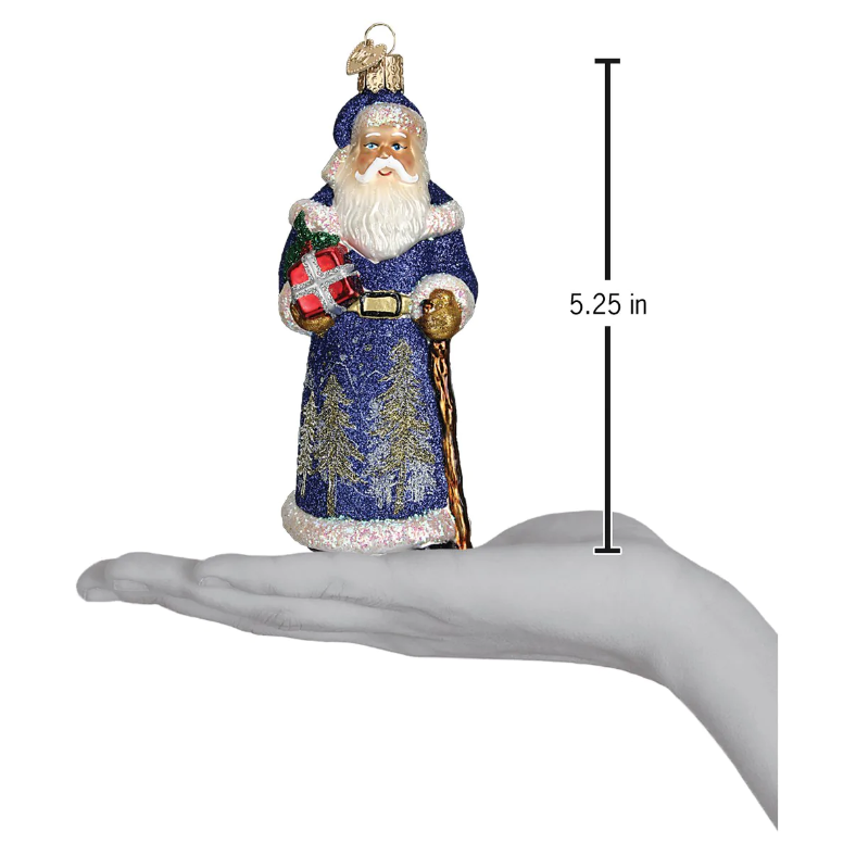 Glistening Midnight Santa Ornament