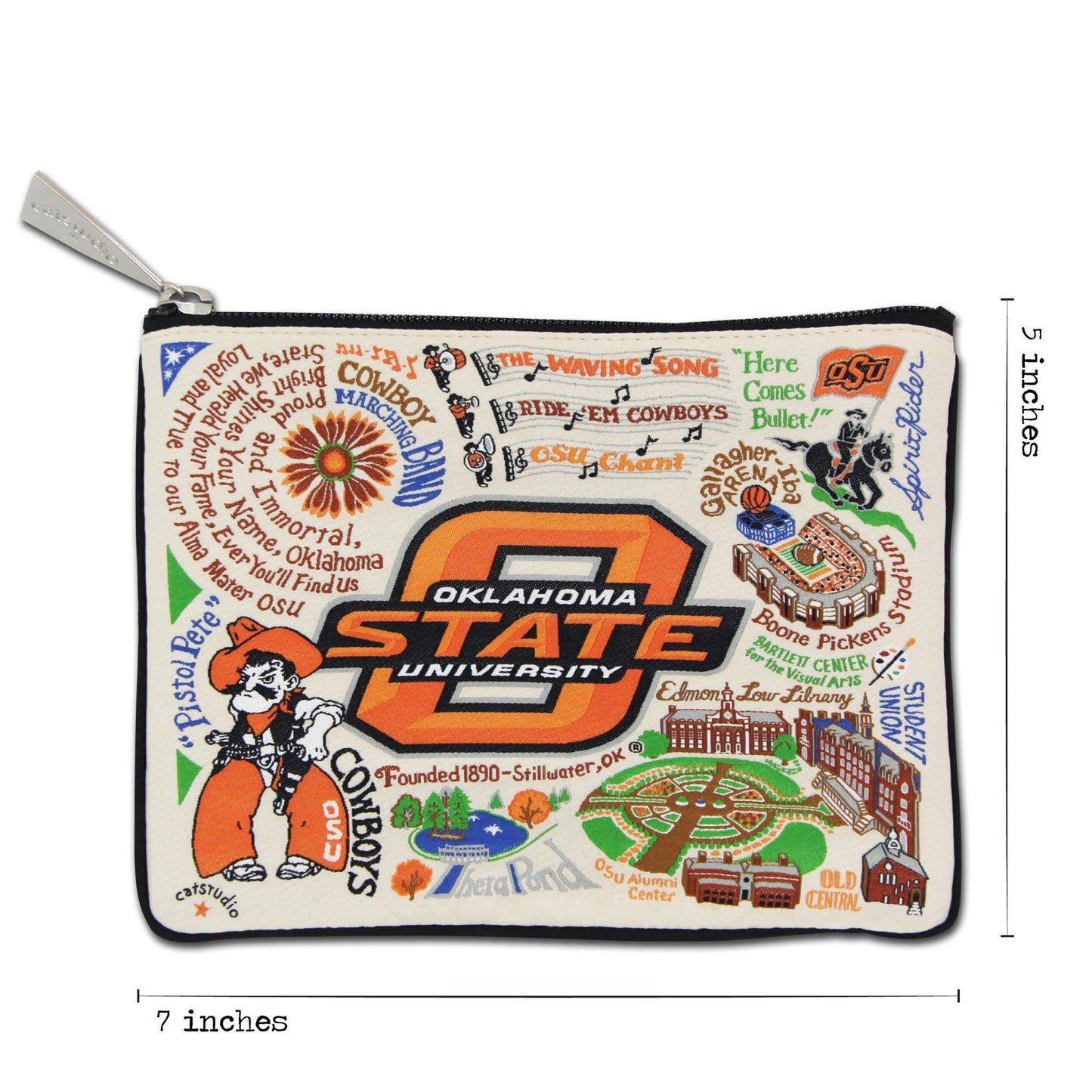 Oklahoma State University OSU Cowboys Zipper pouch dimensions