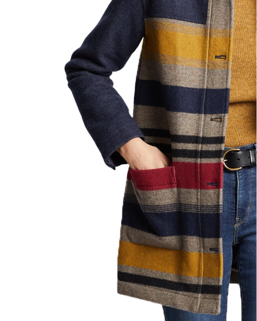 Pendleton Women's Camp Stripe Wool Parka - Navy Bridger Stripe