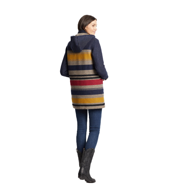 Pendleton Women's Camp Stripe Wool Parka - Navy Bridger Stripe