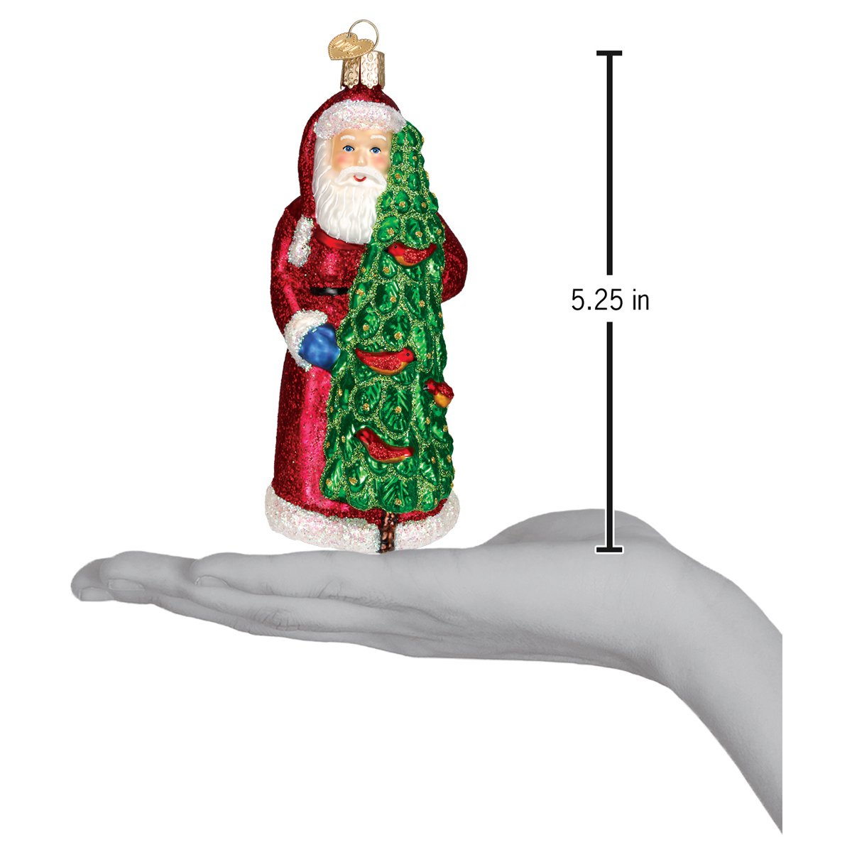 Santa With Calling Birds Ornament
