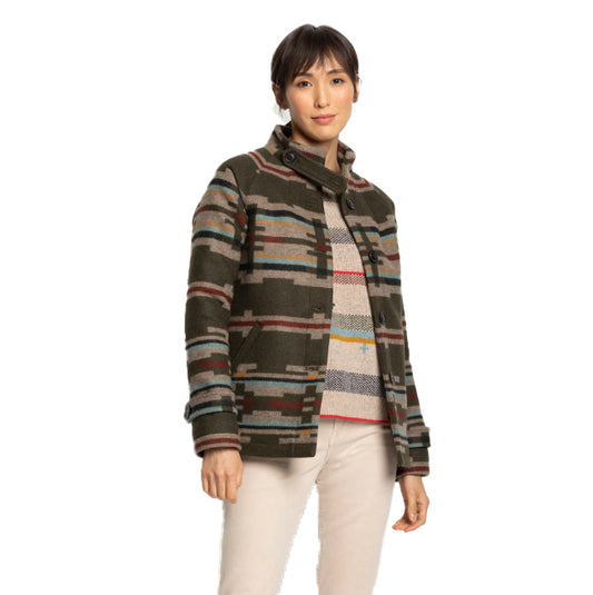 Pendleton Women's Wool Toboggan Coat - Sandhills Dark Olive