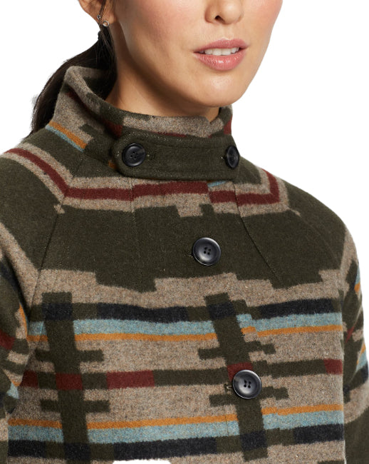 Pendleton Women's Wool Toboggan Coat - Sandhills Dark Olive