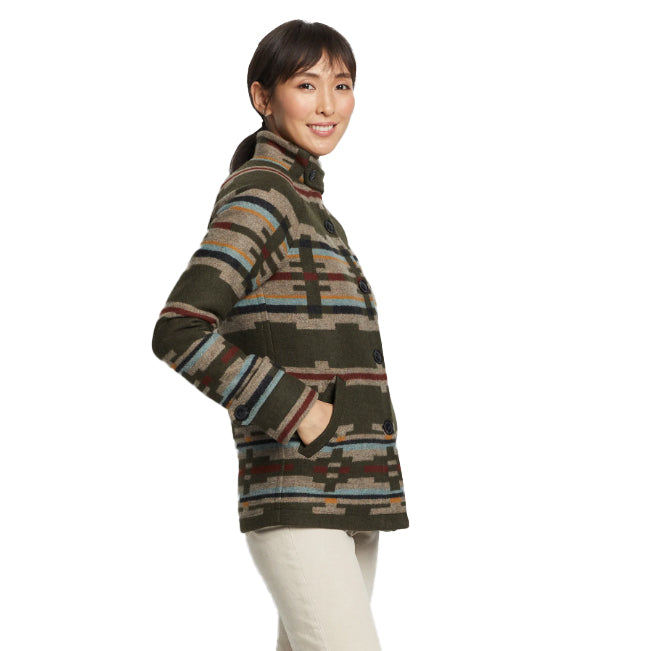 Pendleton Women's Wool Toboggan Coat - Sandhills Dark Olive