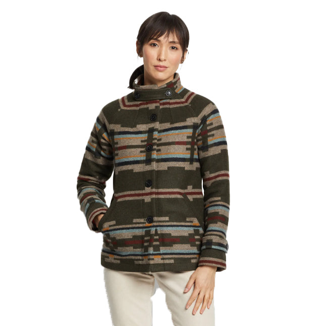 Pendleton Women's Wool Toboggan Coat - Sandhills Dark Olive