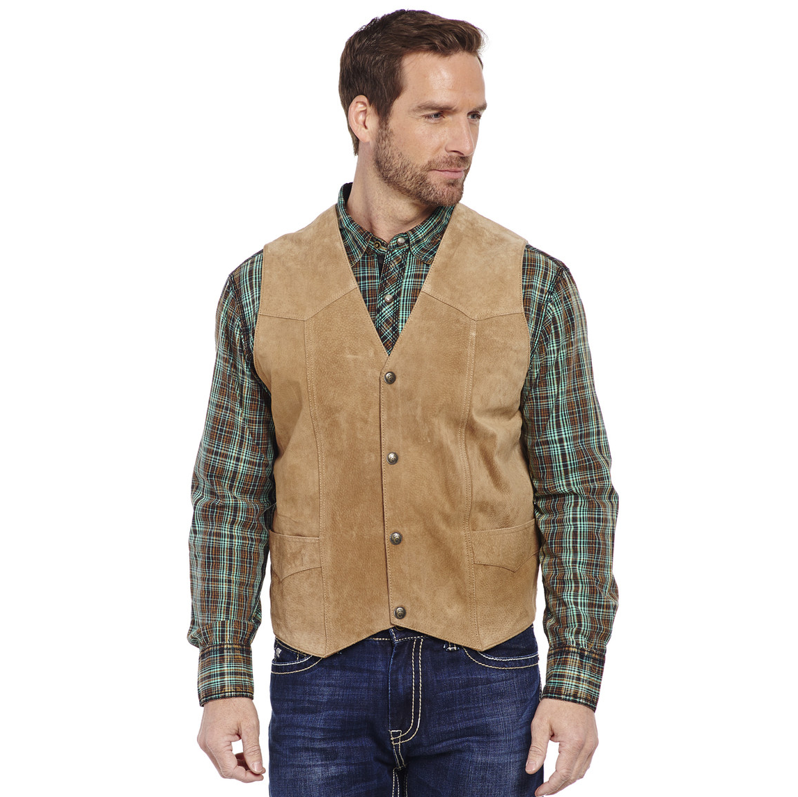 Cripple Creek Men's Suede Leather Vest - Light Brown – Persimmon Hill ...