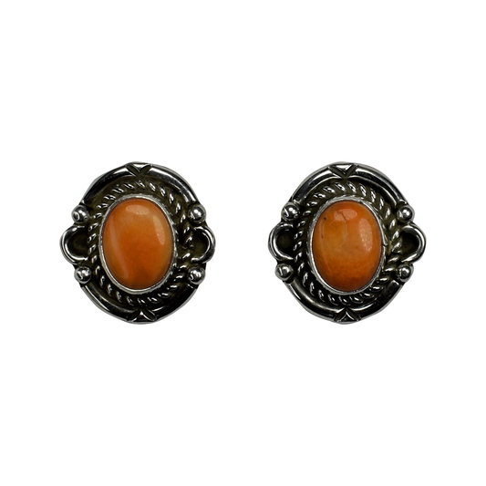 Spiny Oyster Hand-Tooled Stud Earrings by Ruth Ann Begay